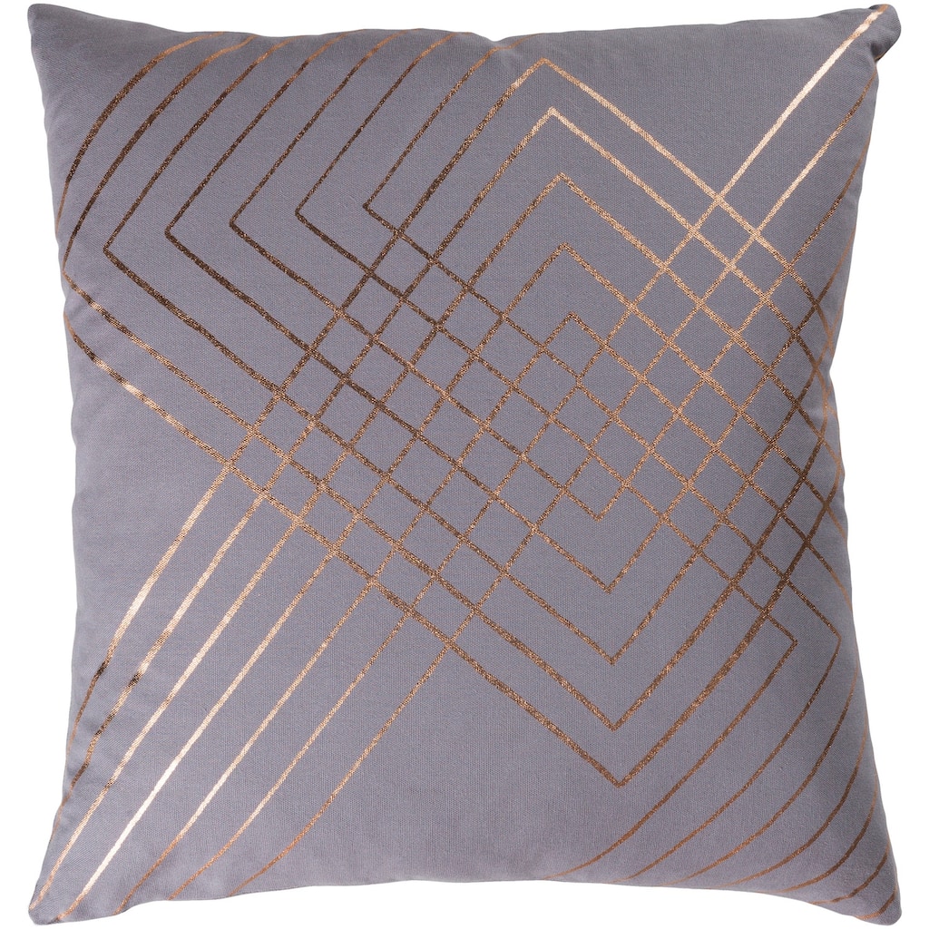 Stelara Metallic Modern Medium Gray Feather Down or Poly Filled Throw Pillow 20-inch