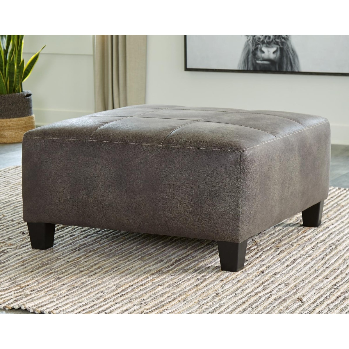 Oversized faux leather ottoman hotsell