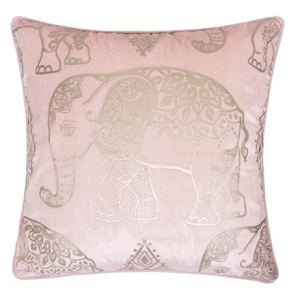 Homey Cozy Foil Print Elephant Throw Pillow Cover & Insert