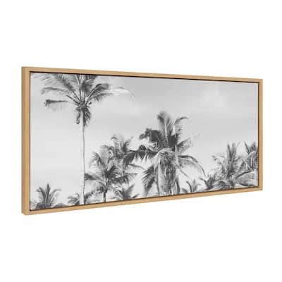 Kate and Laurel Sylvie Coastal Coconut Palm Tree Beach BW Framed Canvas by The Creative Bunch Studio