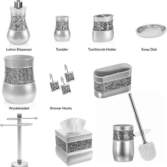 Creative Scents Crackled Glass Silver Hand Soap Dispenser