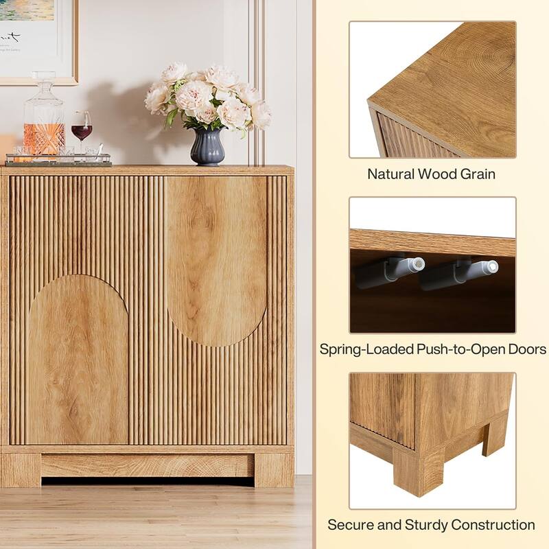 57.5" Modern Sideboard Buffet Cabinet with Push-to-Open Doors Set of 2