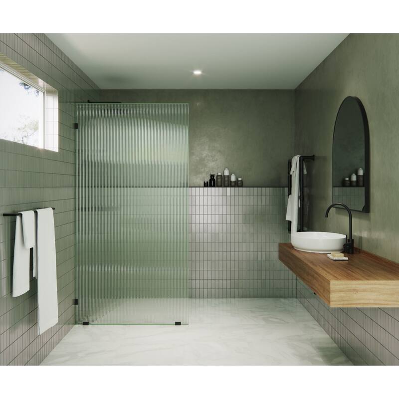 Glass Warehouse GW-FL-40 Gaia 78" High x 40" Wide Shower Screen - Matte Black
