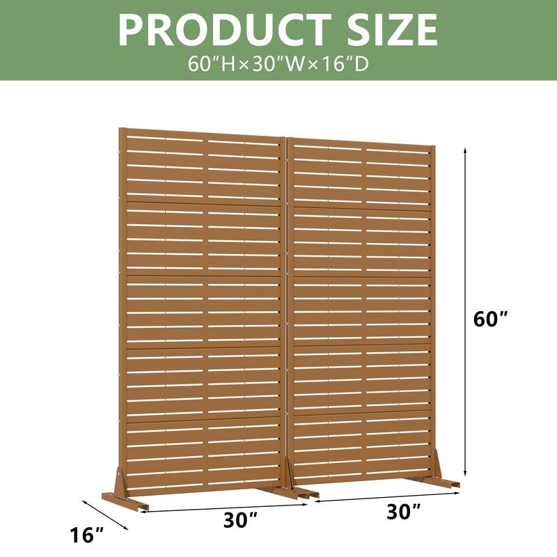 Outdoor Privacy Screen with Stand for Patio Garden Metal Fence Set of 2
