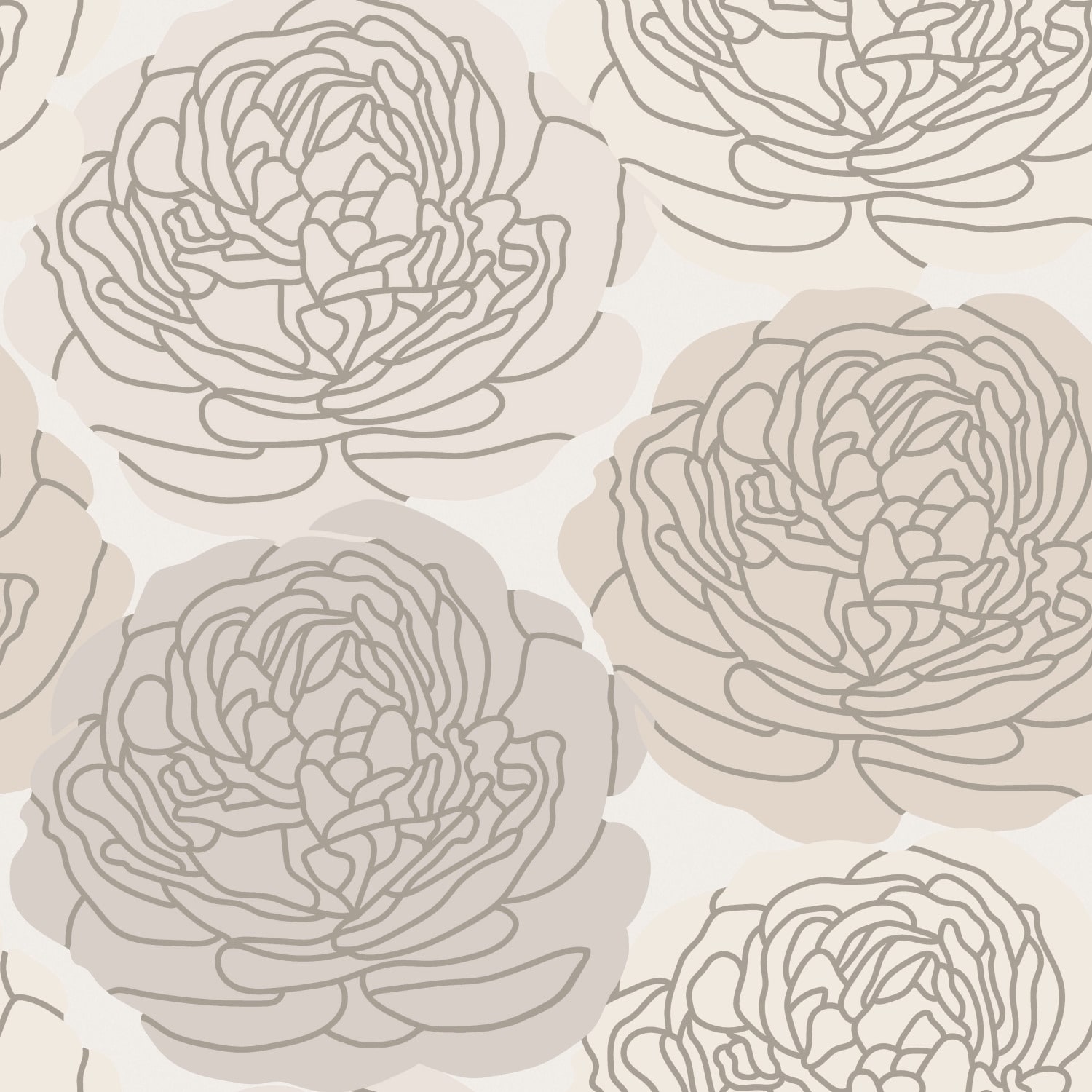 RoomMates Taupe & Grey Bed Of Roses Peel and Stick Wallpaper