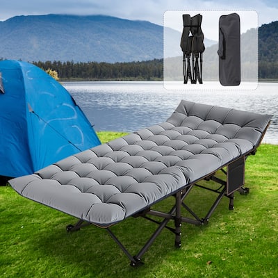 DoCred Folding Bed, Heavy Duty Outdoor Camping Cot with Carry Bag