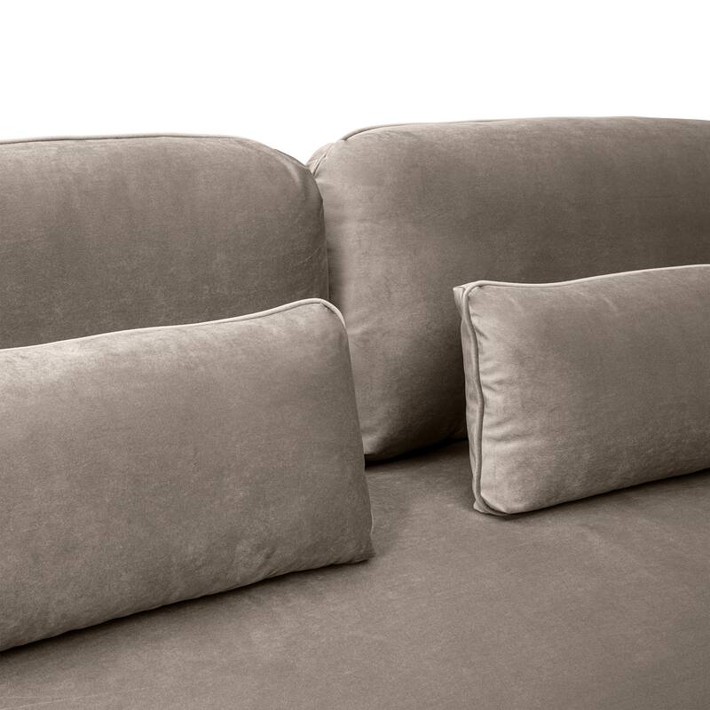 Lilou 77" Fabric or Velvet 3 Seater Sofa Sofa with Antique Brass Metal Legs