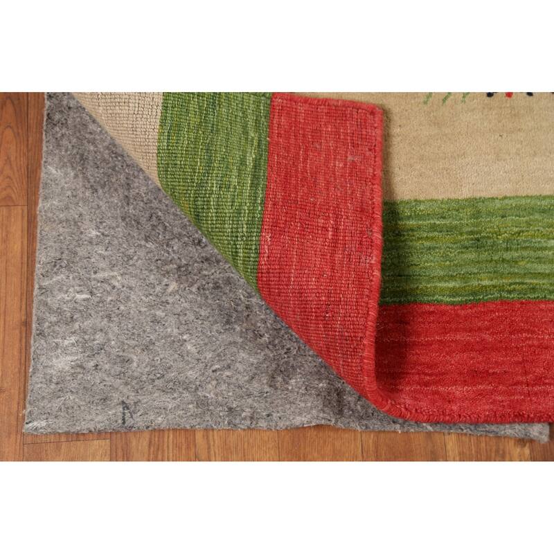 Striped Gabbeh Indian Accent Rug Handmade Wool Carpet - 4'0"x 5'9"