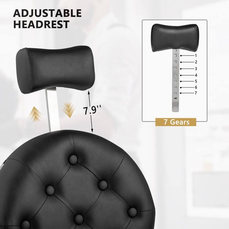 OmySalon PVC Leather, Silver Electroplated Aluminum Alloy Frame, Reclining Hair Salon Chair - N/A