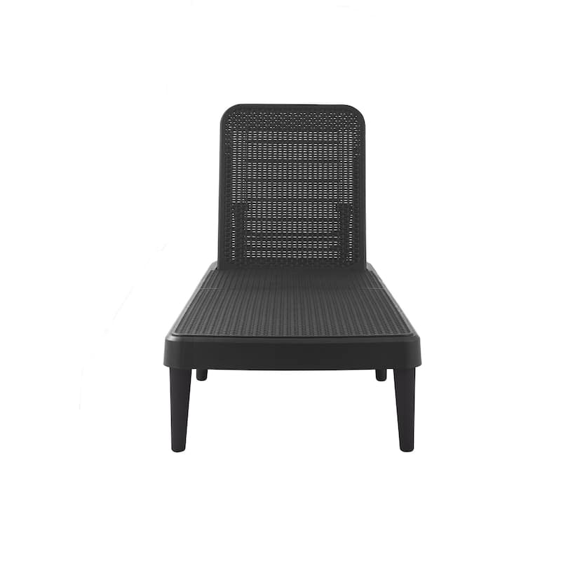 75" Black Heavy Duty Plastic Outdoor Stacking Chaise Lounge
