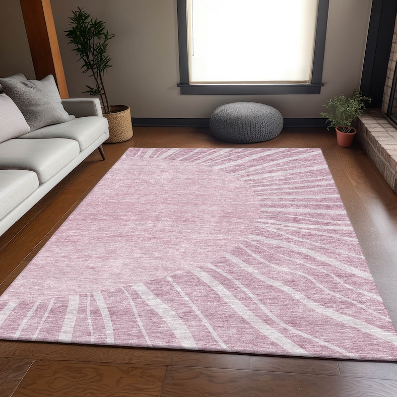 Premium Washable Super Soft Contemporary Rays Mayfield Rug - Blush - 5' x 7' 6" - Rectangle