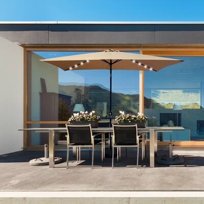 Clihome Outdoor Patio Umbrella 10 Ft x 6.5 Ft Rectangular with Crank