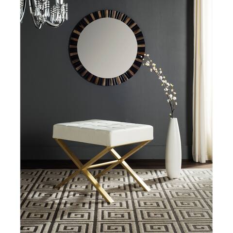 SAFAVIEH Modern Glam Badgley White Ottoman