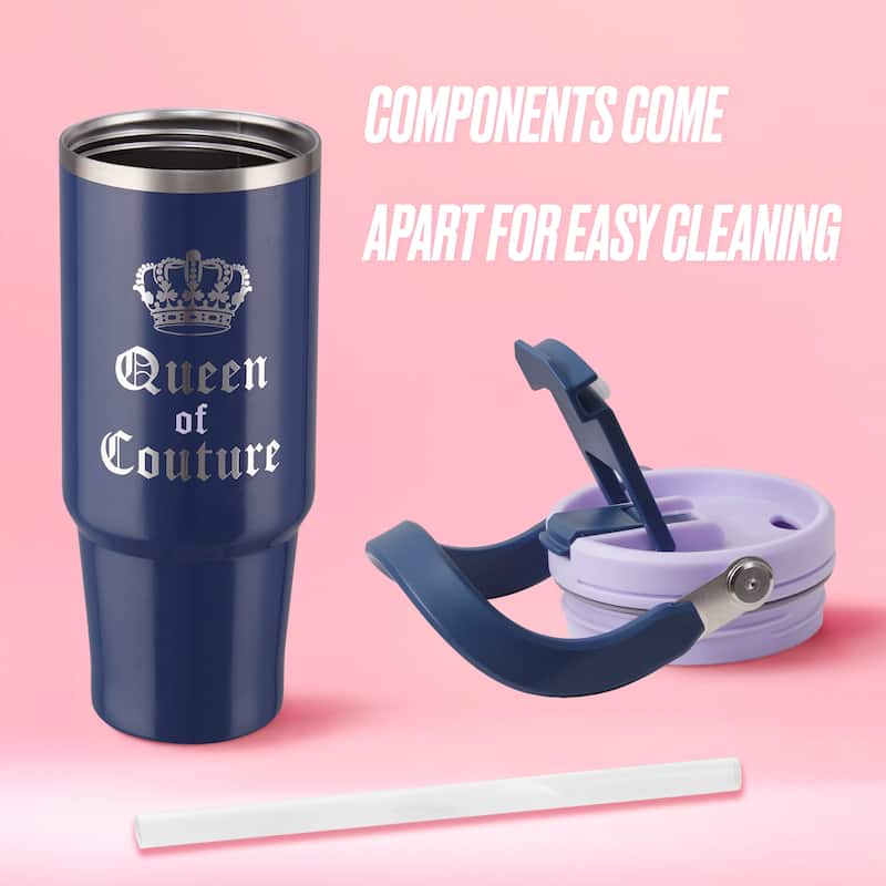 Juicy Couture Flip Fusion Hydration Stainless Steel Screw Top Tumbler with Flip Handle