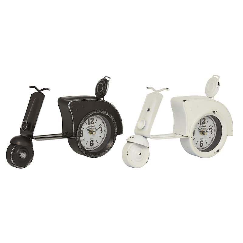 Metal Bike Scooter Clock - Set of 2 Black - Roche River Decor - Black