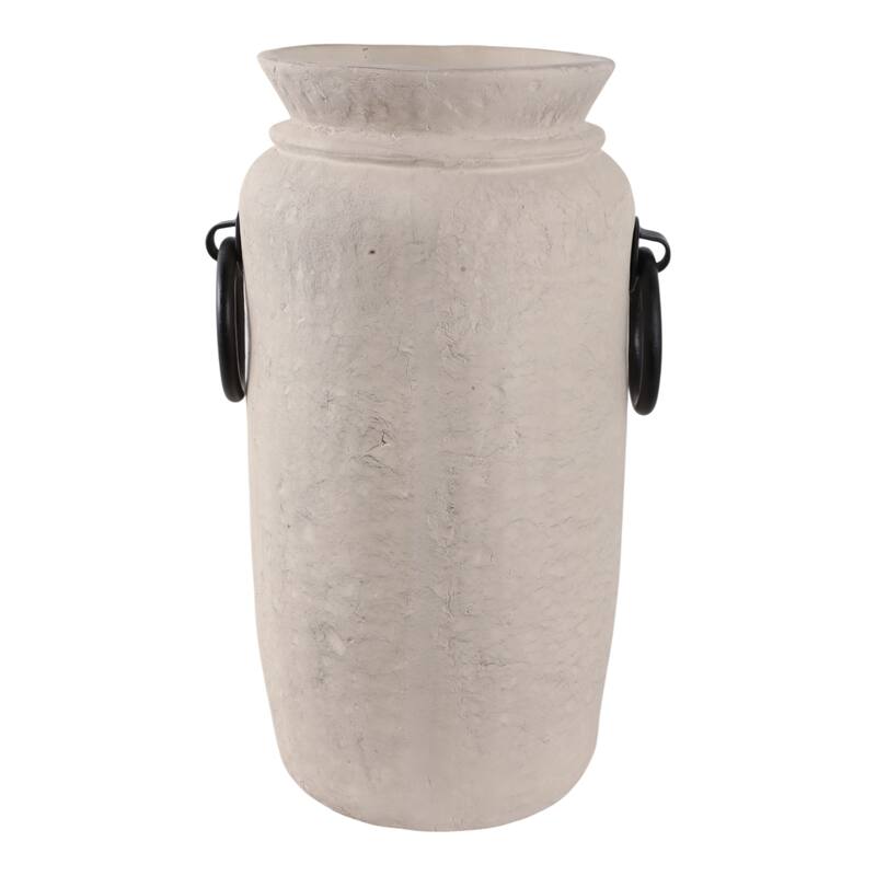 Pottery Decorative Vase with Side Handles Boho-Inspired Silhouette - Ivory