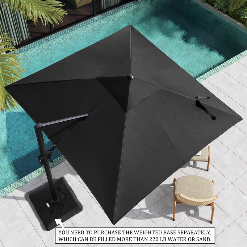 Pellebant 9 FT x 12 FT Outdoor Patio Cantilever Umbrella with Base Stand