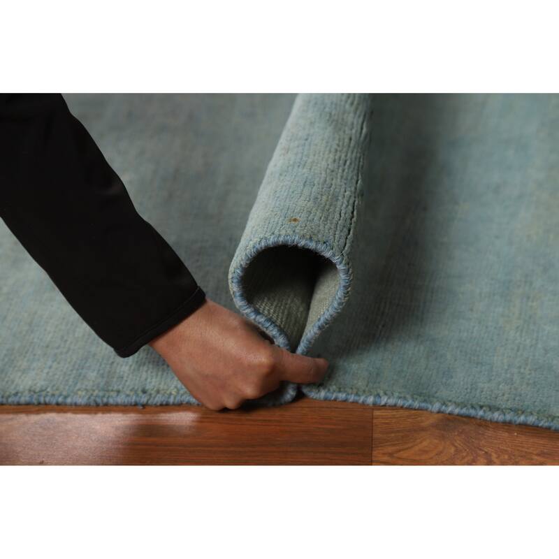 Light Blue Modern Gabbeh Oriental Rug Hand-Knotted Wool Carpet - 3'3" x 4'10"