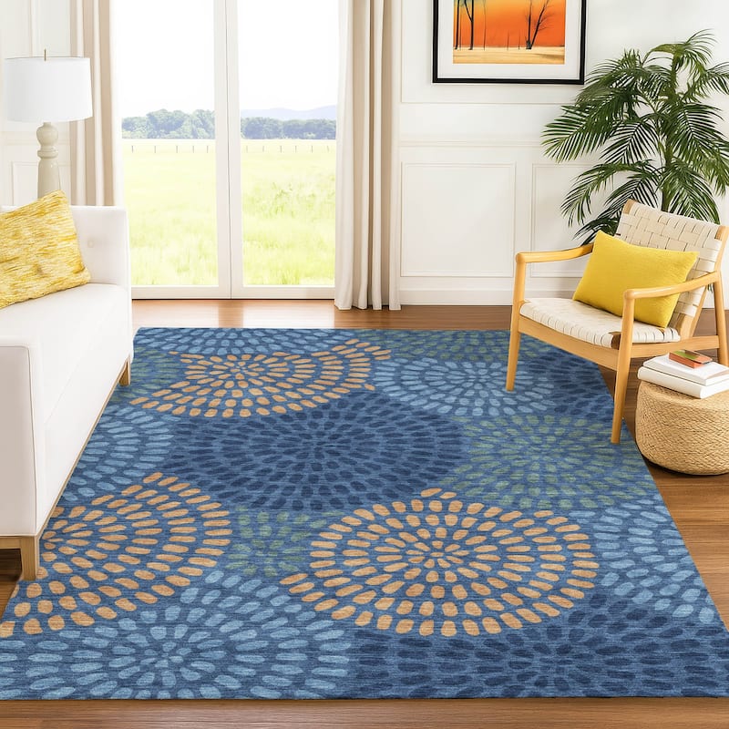 Machine Washable Indoor/ Outdoor Casual Ric Chantille Rug