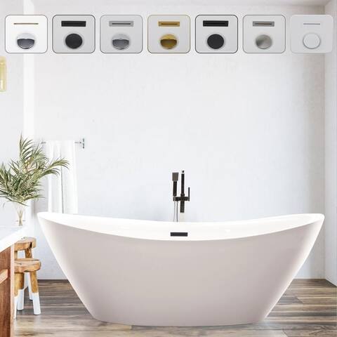 Vanity Art 71" X 33" White Acrylic Freestanding Air Bubble Soaking Bathtub with UPC Certified Overflow and Pop-up Drain