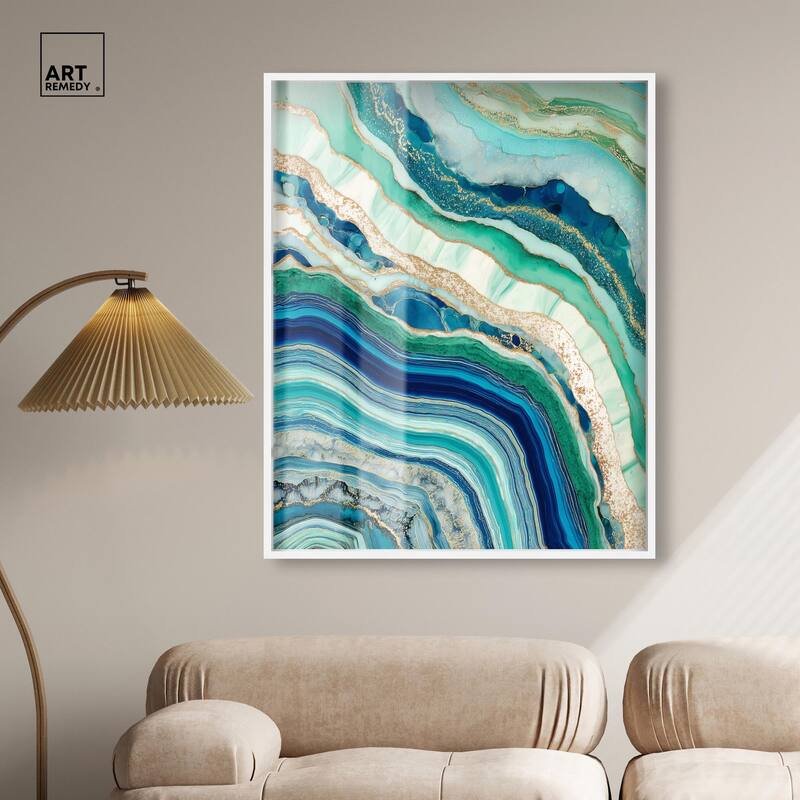 Blue Green Abstract Agate II Shadowbox by Art Remedy