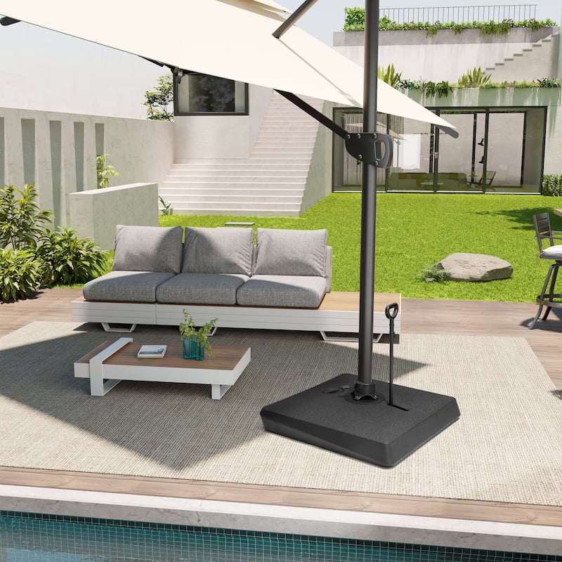 Pellebant 300 lbs Patio Cantilever Umbrella Base with Wheels and Rod