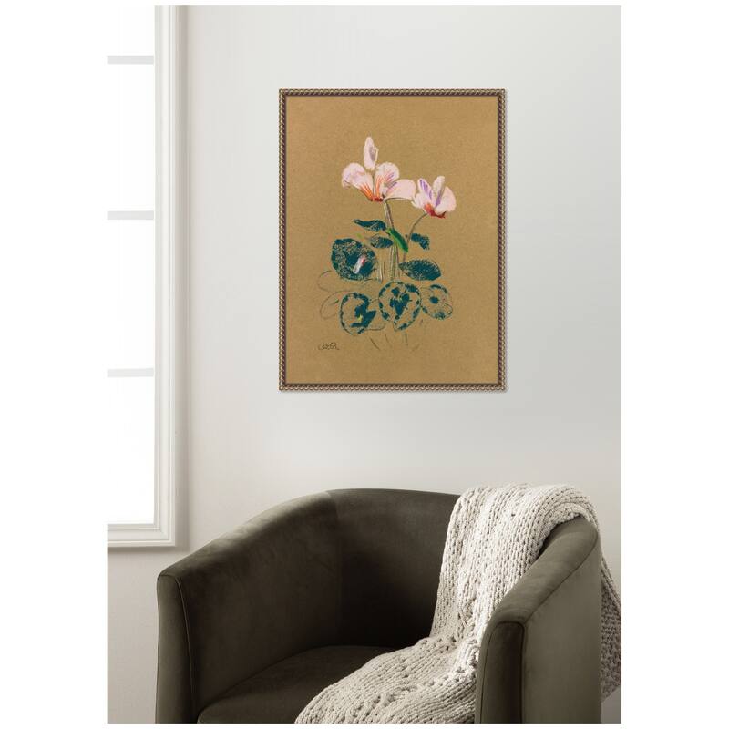 Kate and Laurel Cyclamen 1916 Odilion Redon by Nostalgia Prints Framed Canvas Wall Art Print