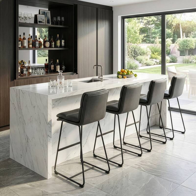 Set of 2 Aulani Upholstered Metal Frame Bar Stool