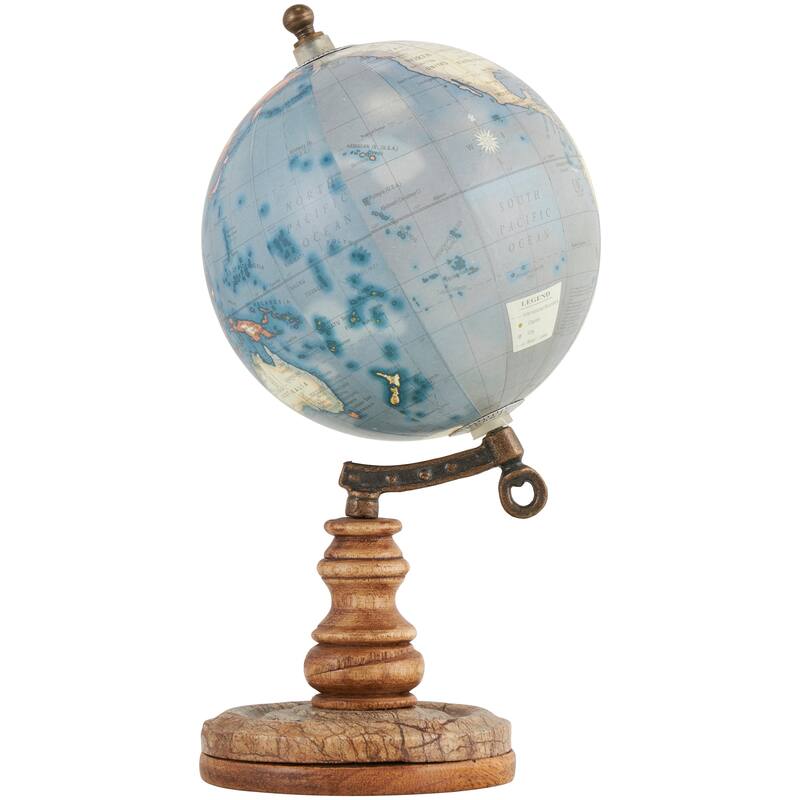 Plastic Globe with Wood Base - Brown - Roche River Decor - 5"W x 5"L x 10"H
