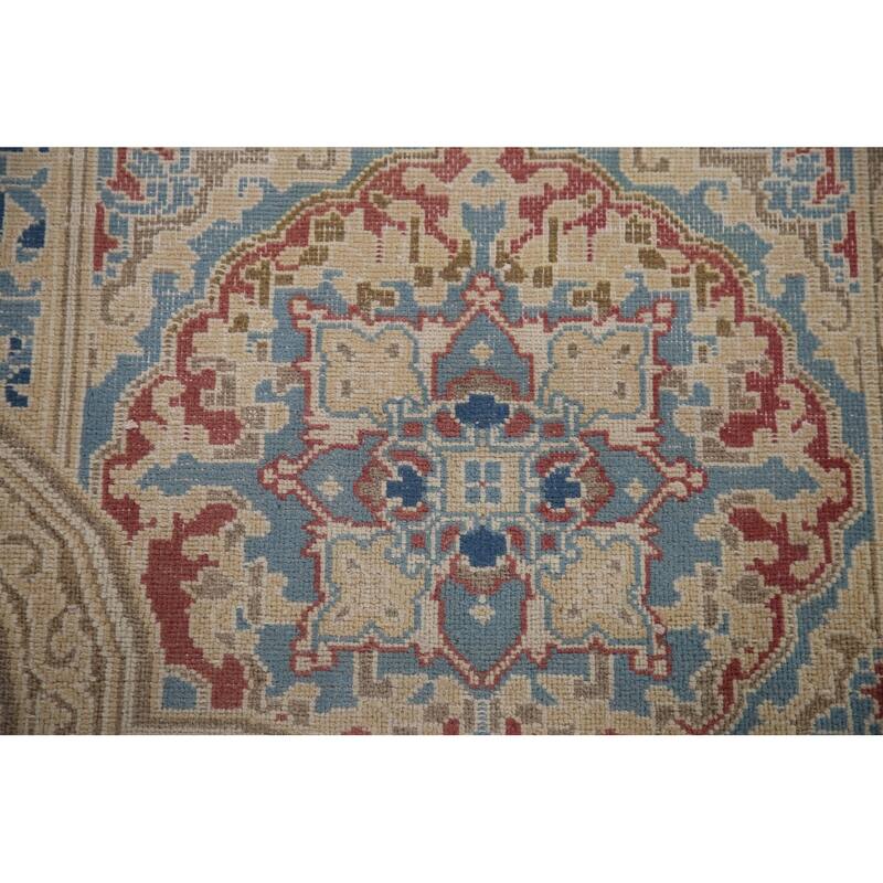 Blue Distressed Kerman Persian Vintage Area Rug Handmade Wool Carpet - 9'3" x 11'10"