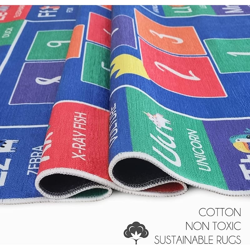 Sussexhome Low Pile Non-Slip Washable Educational Rug