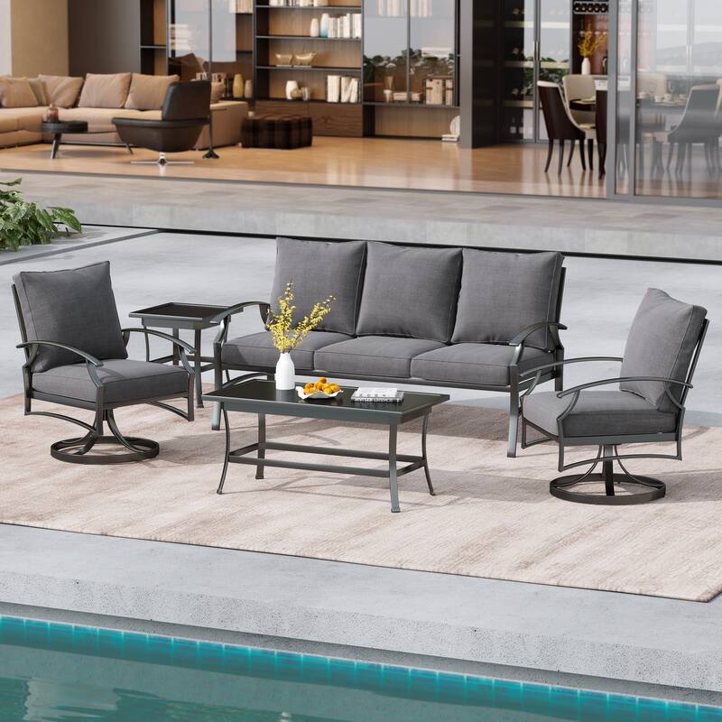Uixe Metal 5 - Person Patio Conversation Set with Swivel Lounge Chairs