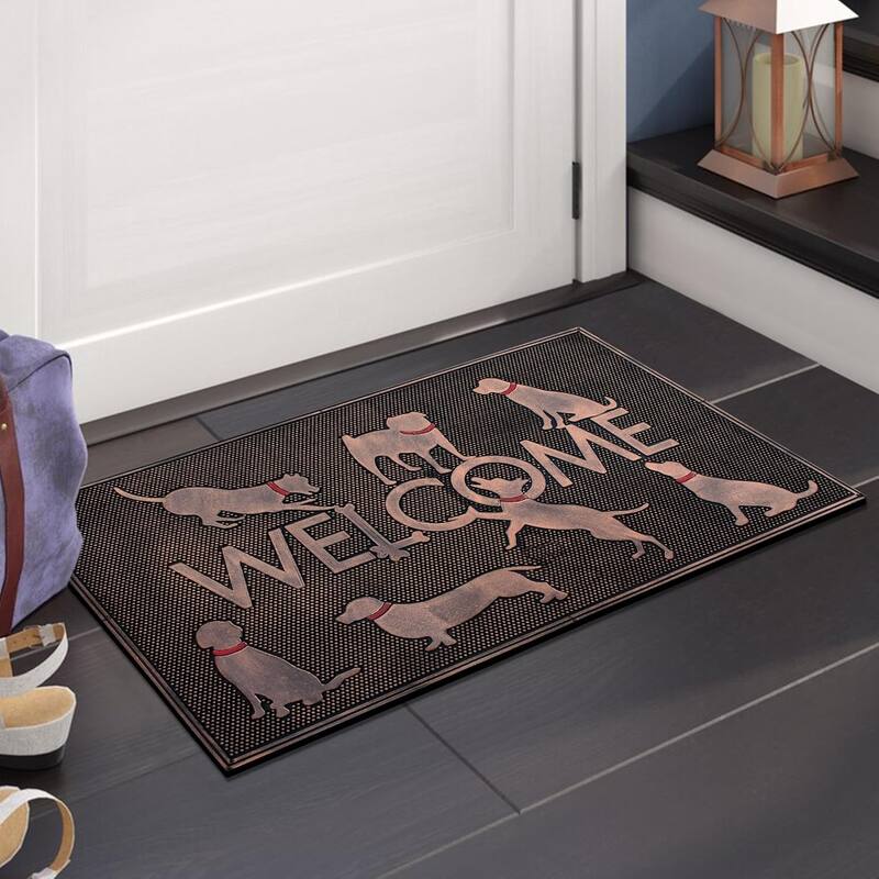 A1HC Rubber Pin 18” X 30” for Outdoor Entrance, Fun Designed Floor, Welcome Mats for Front Door Indoor Non-Slip Backing