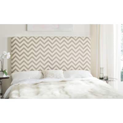 SAFAVIEH Caitlin Grey/ White Upholstered Chevron Headboard (Full)