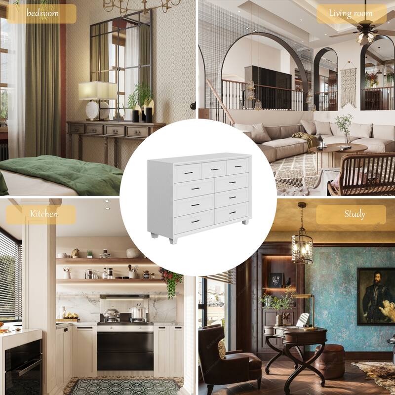 Storage Dresser Organizer TV Stand Chest of Drawers Brown White