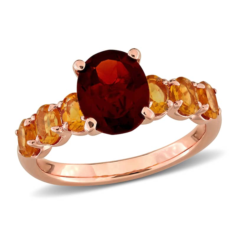 Miadora 3ct TGW Garnet Madeira Citrine Ring in Rose Plated Sterling Silver