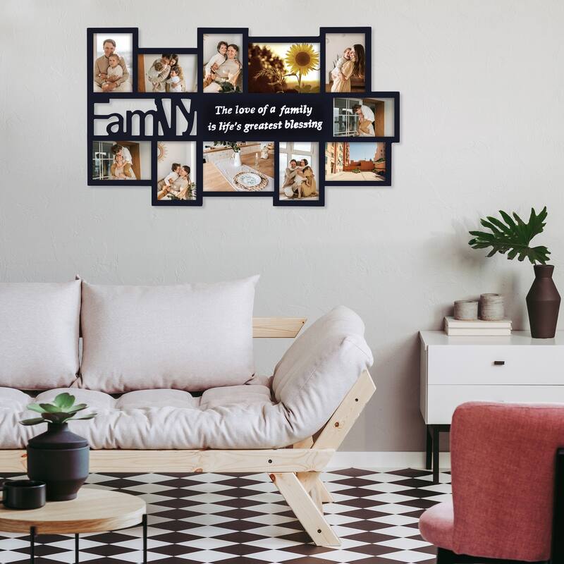 Black Decorative Wood 'Family' Collage Wall Hanging Photo Frame