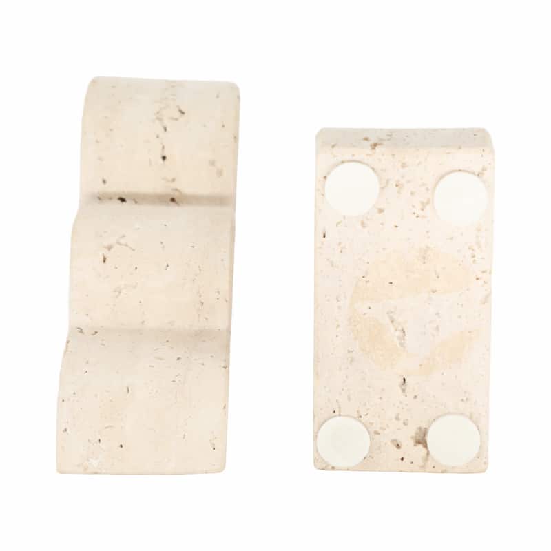 Travertine Modern Cloud Shape Bookends Set - Tan, 5" - 5.25"