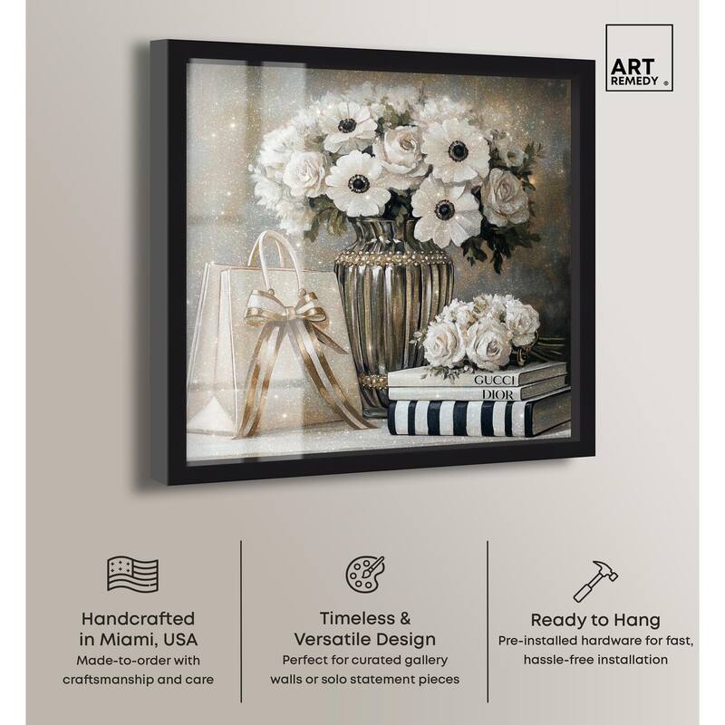 Elegant Flowers Books Neutral Shadowbox by Art Remedy