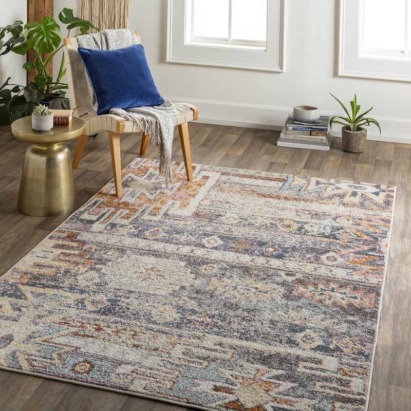 Livabliss New Mexico Southwestern Tribal Area Rug - Denim - 8' 10" x 12'