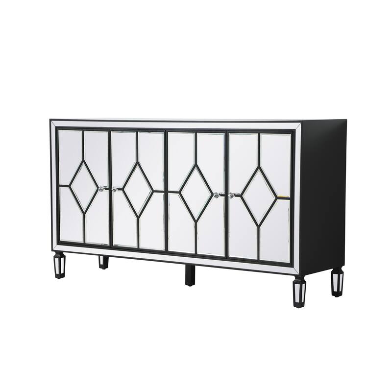 4-Door Mirrored Accent Cabinet