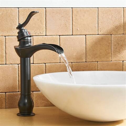 Waterfall Bathroom Vessel Faucet With Drain Assembly Single Handle Bathroom Vessel Sink Faucets One Hole High Taps With Valve