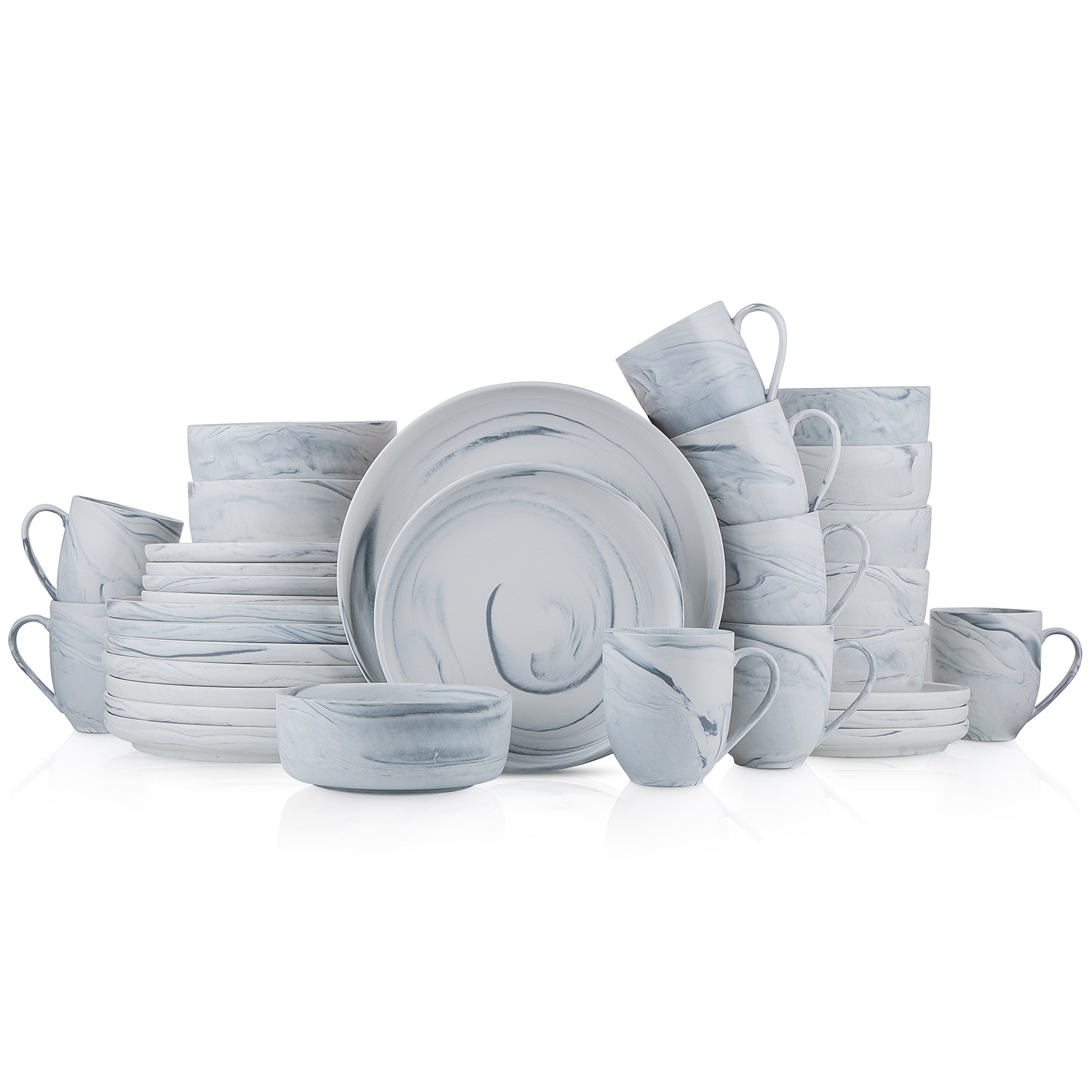 Stone Lain Brighton Round Body Marble Porcelain Dinnerware Set