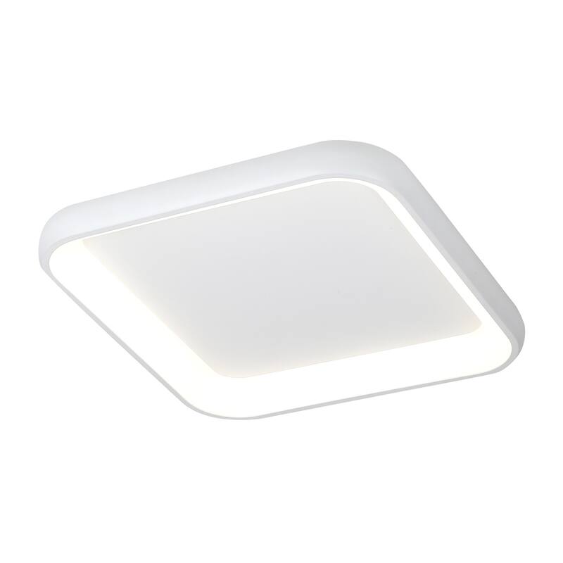 EVOLV Acryluxe Polaris 25-inch Matt White Square LED Flush-Mount with Opal Acrylic