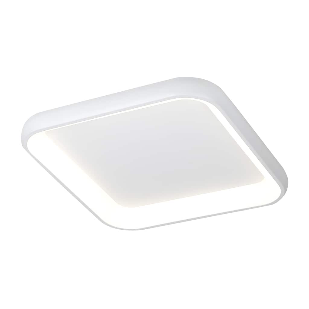 EVOLV Acryluxe Polaris 25-inch Matt White Square LED Flush-Mount with Opal Acrylic