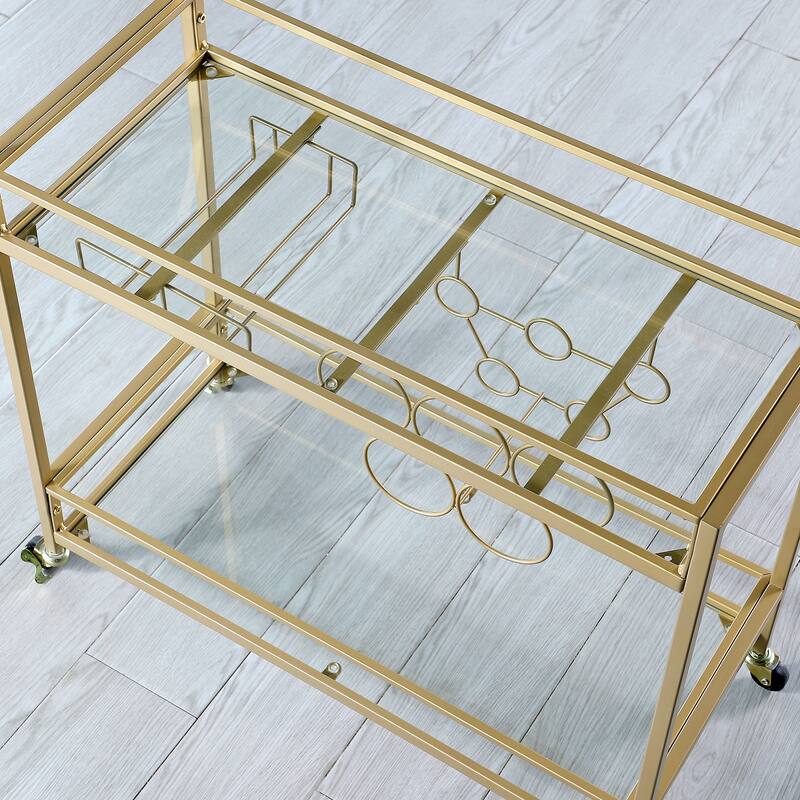 FirsTime & Co. Francesca Bar Cart, Metal Frame, Wood/Glass Top