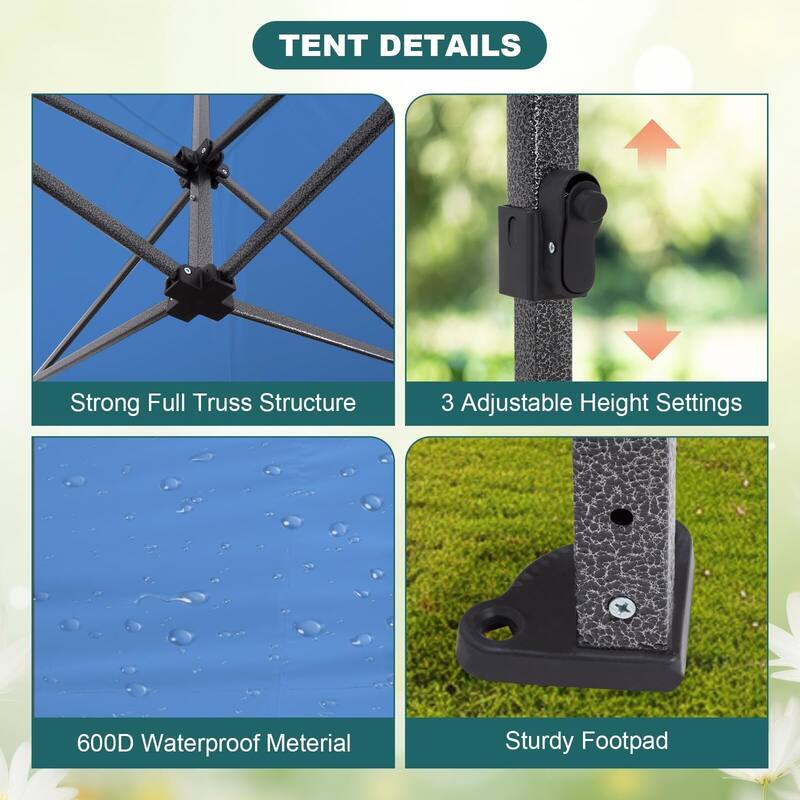 10x10 Ft Pop Up Canopy Tent, Portable Heavy Duty Commercial Canopy