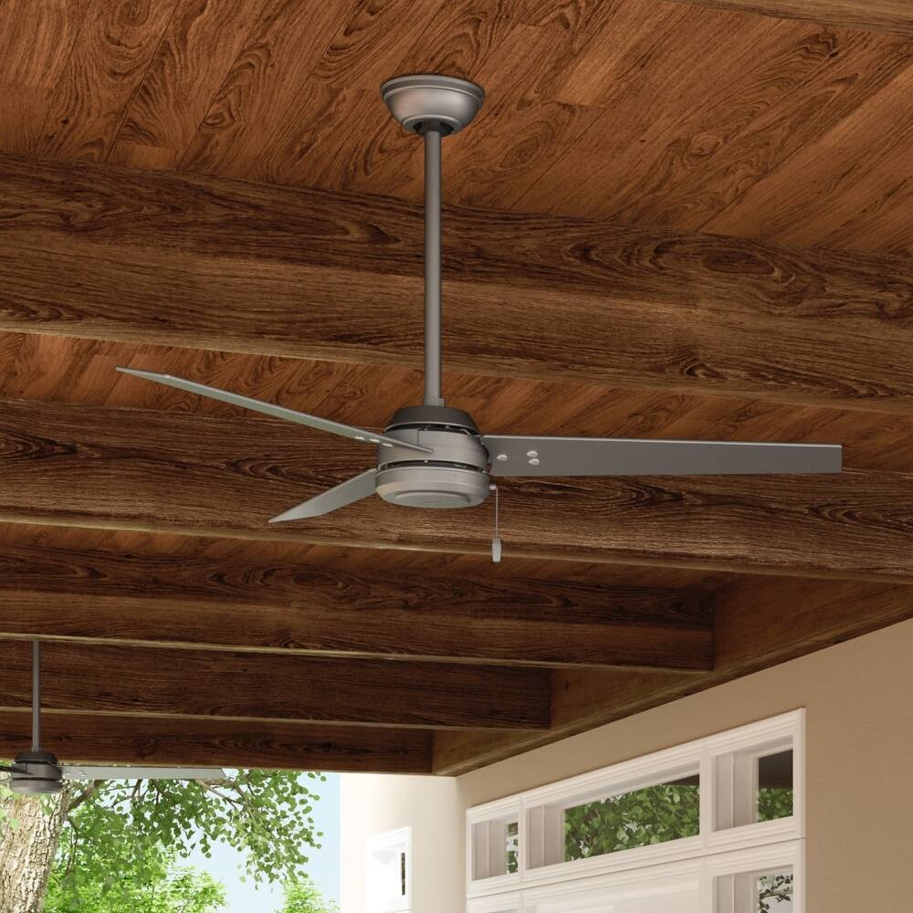 Hunter 52" Cassius Outdoor Ceiling Fan with Pull Chain, Damp Rated - Industrial, Contemporary, Farmhouse