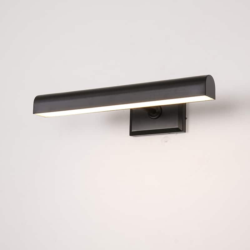 1-Light Brass/Matte Black/Chrome Dimmable Linear LED Iron Wall Light with Warm 3000K Light - 18 in. W x 8.3 in. D x 2.8 in. H - Black