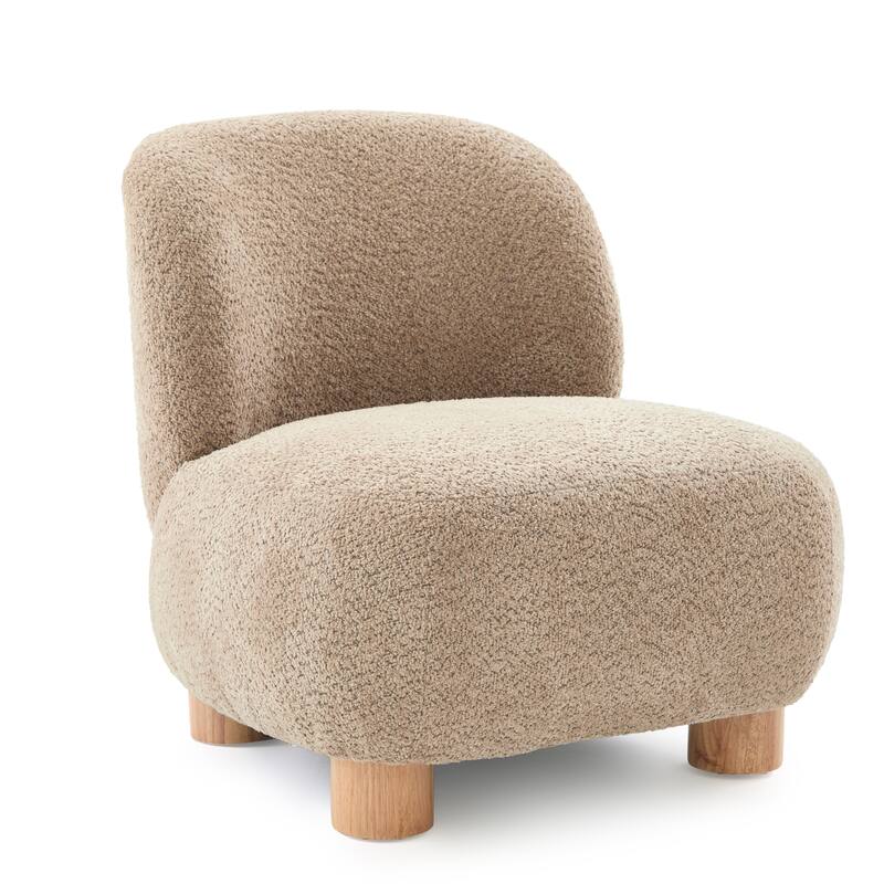 Christopher Knight Home - Modern Boucle Upholstered Accent Chair with Solid Rubberwood Legs